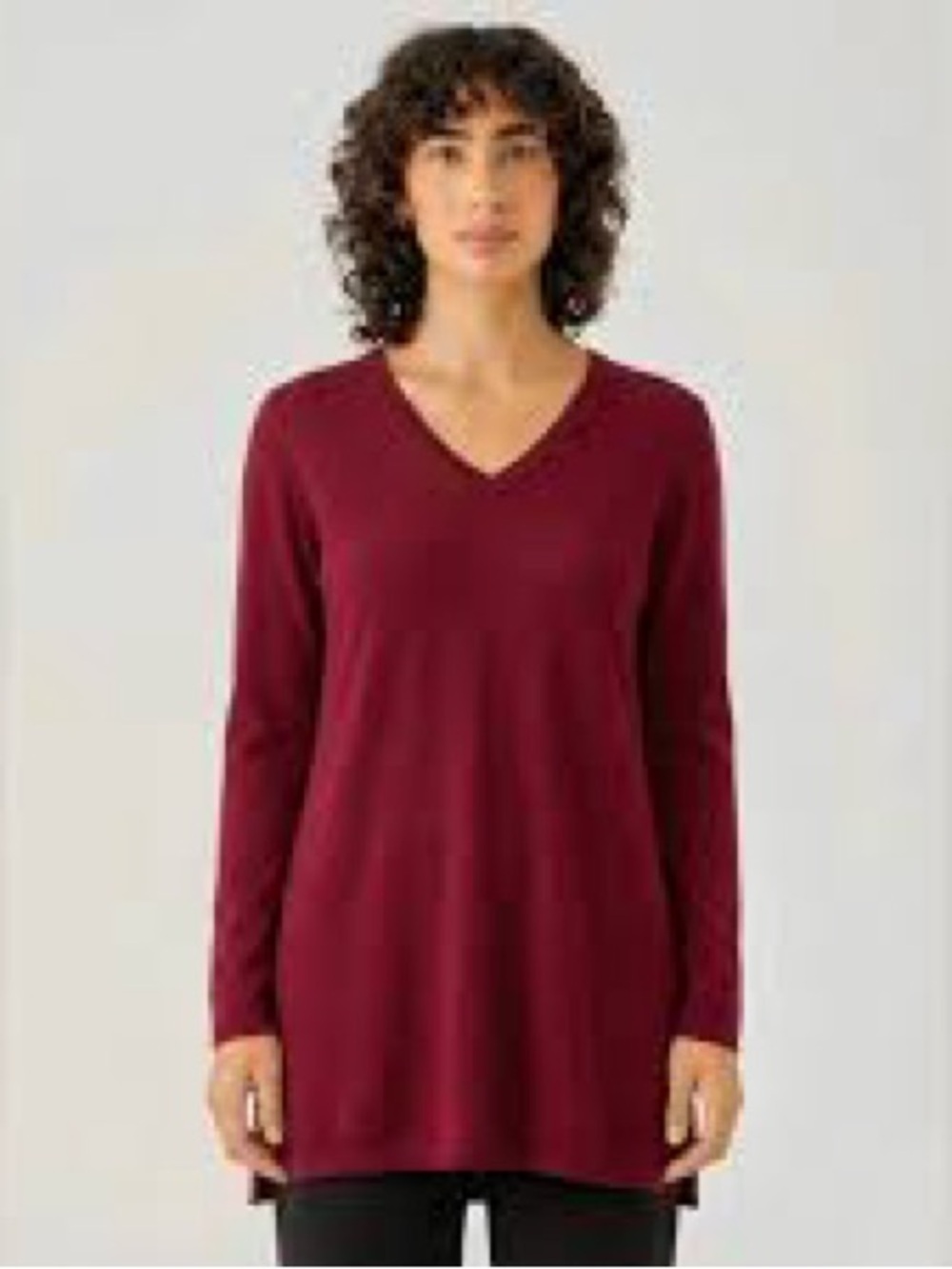 Eileen Fisher V-Neck Tunic Sweater — Berry 923